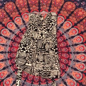 Black and white strapless dress